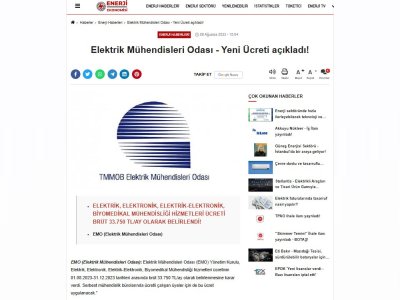ELEKTRİK MÜHENDİSLERİ ODASI- YENİ ÜCRETİ AÇIKLADI! (ENERJİEKONOMİSİ.COM)