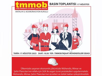 BASIN AÇIKLAMASI:MÜHENDİS, MİMAR VE ŞEHİR PLANCILARININ REFAHI İÇİN...