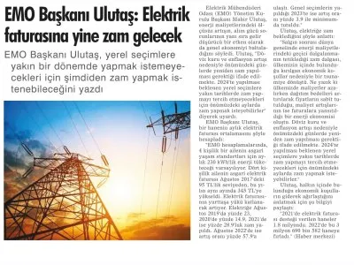 EMO BAŞKANI ULUTAŞ: ELEKTRİK FATURASINA YİNE ZAM GELECEK (DİYARBAKIR YENİGÜN)