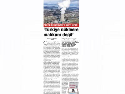 `TÜRKİYE NÜKLEERE MAHKUM DEĞİL` (GÜNLÜK EVRENSEL)