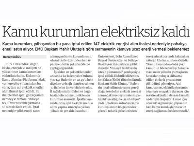 KAMU KURUMLARI ELEKTRİKSİZ KALDI (BİRGÜN)