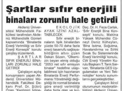 ŞARTLAR SIFIR ENERJİLİ BİNALARI ZORUNLU HALE GETİRDİ (TOROS GAZETESİ-1.11.2023)