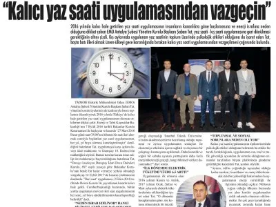 KALICI YAZ SAATİ UYGULAMASINDAN VAZGEÇİN (ANTALYA SON HABER-20.12.2023)
