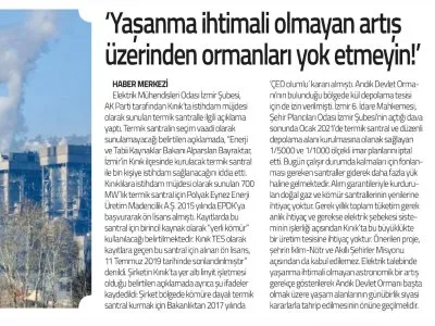 YAŞANMA İHTİMALİ OLMAYAN ARTIŞ ÜZERİNDEN ORMANLARI YOK ETMEYİN! (YENİ GÜN)