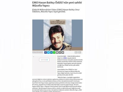 EMO HASAN BALIKÇI ÖDÜLÜ`NÜN YENİ SAHİBİ MÜCELLA YAPICI (ENERJİGUNLUGU.NET)