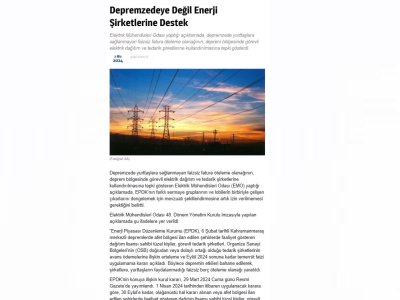 DEPREMZEDEYE DEĞİL ENERJİ ŞİRKETLERİNE DESTEK (YAPİ.COM.TR)