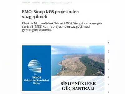 EMO: SİNOP NGS PROJESİNDEN VAZGEÇİLMELİ (ENERJİGUNLUGU.NET)