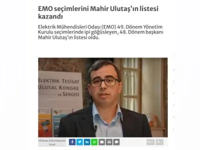 EMO SEÇİMLERİNİ MAHİR ULUTAŞIN LİSTESİ KAZANDI (ENERJİGUNLUGU.NET)