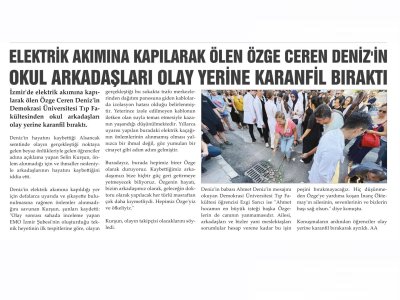 ELEKTRİK AKIMINA KAPILARAK ÖLEN ÖZGE CEREN DENİZ`İN OKUL ARKADAŞLARI OLAY YERİNE KARANFİL BIRAKTI EGE`DE (YENİGÜN)
