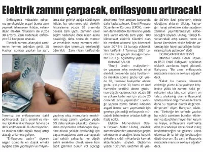 ELEKTRİK ZAMMI ÇARPACAK, ENFLASYONU ARTIRACAK! (BİZİM ÇANKIRI)