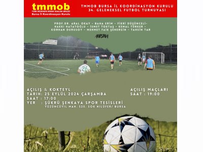 TMMOB İL KOORDİNASYON KURULU 34. GELENEKSEL FUTBOL TURNUVASI BAŞLIYOR