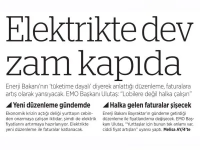 ELEKTRİKTE DEV ZAM KAPIDA (BİRGÜN)