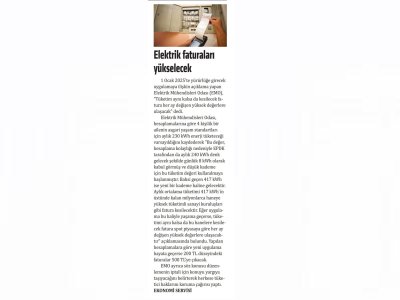 ELEKTRİK FATURALARI YÜKSELECEK (YENİ YAŞAM)