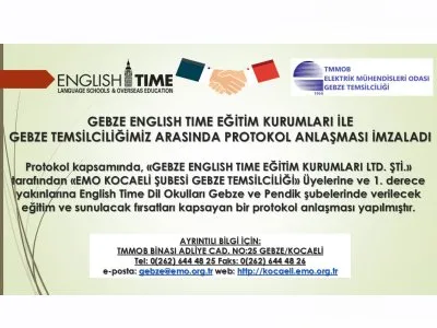 GEBZE ENGLISH TIME EĞİTİM KURUMLARI İLE GEBZE TEMSİLCİLİĞİMİZ ARASINDA PROTOKOL ANLAŞMASI İMZALADI