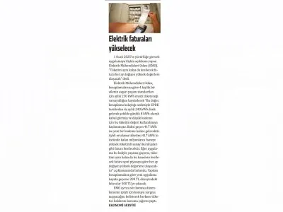 ELEKTRİK FATURALARI YÜKSELECEK (YENİ YAŞAM)