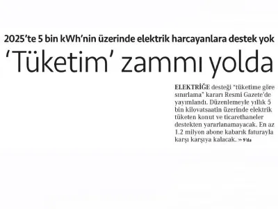 `TÜKETİM` ZAMMI YOLDA (CUMHURİYET)