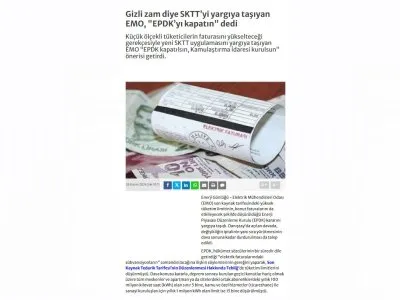 GİZLİ ZAM DİYE SKTTYİ YARGIYA TAŞIYAN EMO, `EPDKYI KAPATIN` DEDİ (ENERJİGUNLUGU.NET)