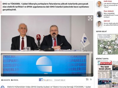 AÇIKLAMAMIZ EVRENSEL GAZETESİ`NDE