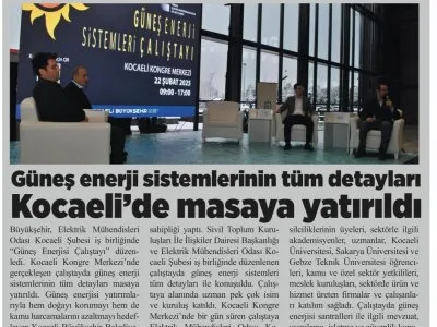 GEBZE HÜRSES: `` GÜNEŞ ENERJİSİ SİSTEMLERİNİN TÜM DETAYLARI KOCAELİ`DE MASAYA YATIRILDI``