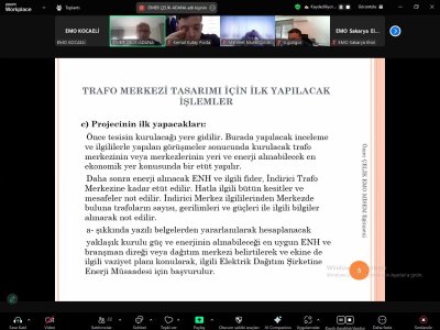 TRAFO MERKEZLERİ TASARIMI (36KV`A KADAR) EĞİTİMİ ONLİNE DÜZENLENDİ