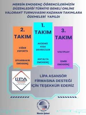MERSİN EMOGENÇ ÖĞRENCİLERİMİZİN DÜZENLEDİĞİ TÜRKİYE GENELİ ONLİNE VALORANT TURNUVASINI KAZANAN TAKIMLARA ÖDEMELERİ YAPILDI.