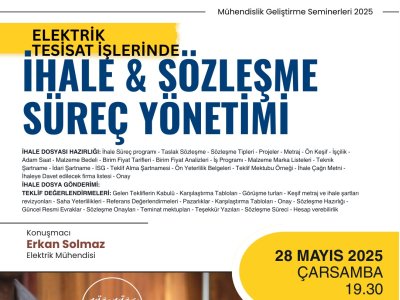 [SEMİNER]  ELEKTRİK TESİSAT İŞLERİNDE İHALE VE SÖZLEŞME SÜREÇ YÖNETİMİ