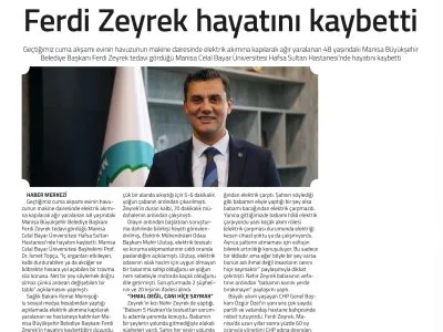 FERDİ ZEYREK HAYATINI KAYBETTİ (YENİ GÜN İZMİR GAZETESİ, 10.06.2025)