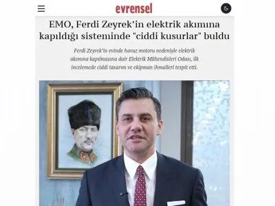 EMO, FERDİ ZEYREKİN ELEKTRİK AKIMINA KAPILDIĞI SİSTEMİNDE `CİDDİ KUSURLAR` BULDU (EVRENSEL.NET, 08.06.2025)
