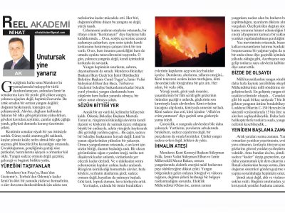 UNUTURSAK YİNE YANARIZ - NİHAT AK (EGE TELGRAF, 07.07.2025)