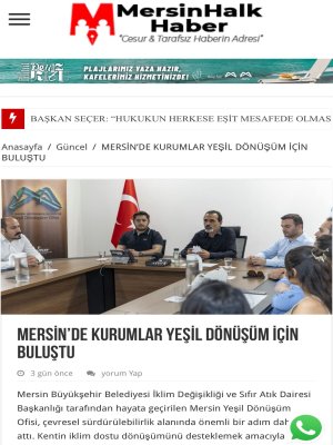MERSİNDE KURUMLAR YEŞİL DÖNÜŞÜM İÇİN BULUŞTU