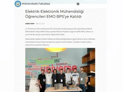 ELEKTRİK-ELEKTRONİK MÜHENDİSLİĞİ ÖĞRENCİLERİ EMO BPSYE KATILDI (MUHENDİSLİK.CUMHURİYET.EDU.TR 30.06.2025)