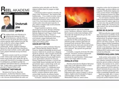 UNUTURSAK YİNE YANARIZ - NİHAT AK (EGE TELGRAF, 07.07.2025)