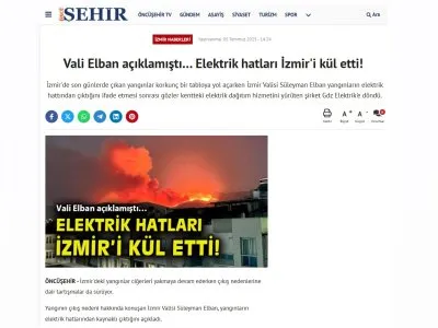 VALİ ELBAN AÇIKLAMIŞTI ELEKTRİK HATLARI İZMİR`İ KÜL ETTİ! ​​​​​​​(ONCUSEHİR.COM, 05.07.2025)