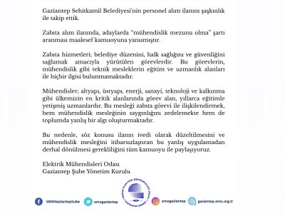 GAZİANTEP SEHİTKAMİL BELEDİYESİ`NİN PERSONEL ALIM İLANINI ŞAŞKINLIK İLE TAKİP ETTİK.