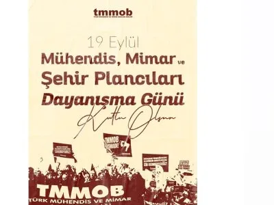 19 EYLÜL 1979 İŞ BIRAKMA EYLEMİNİ SELAMLIYORUZ! TMMOB MÜHENDİS, MİMAR VE ŞEHİR PLANCILARI DAYANIŞMA GÜNÜMÜZ KUTLU OLSUN!